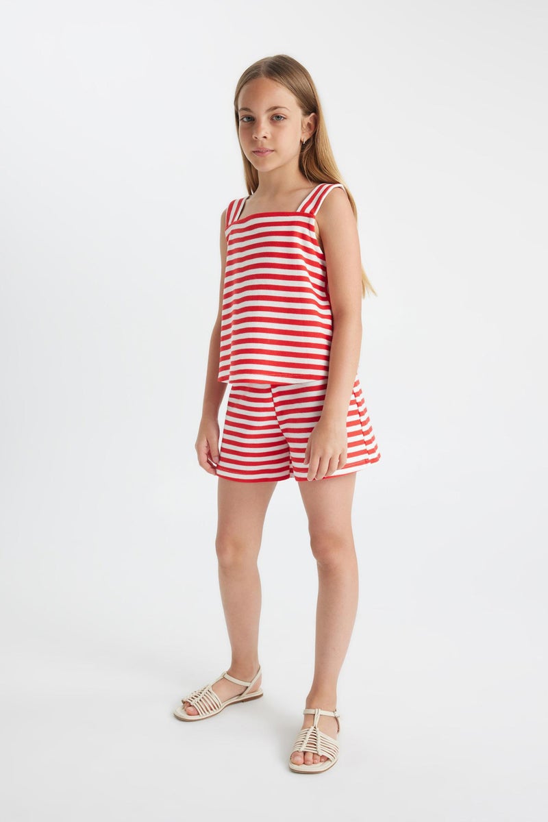 DeFacto Red Girl Girl Striped Shorts Casual - Image 4